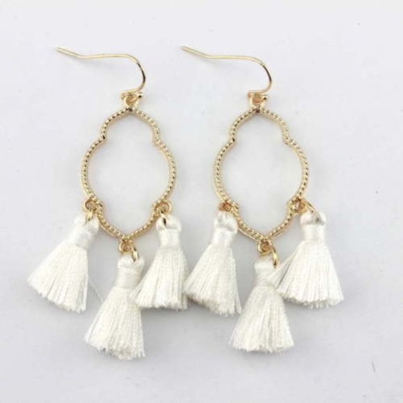 REVITALIZED Jewelry - 🖤 • last pair • White Tassel Moroccan Earrings